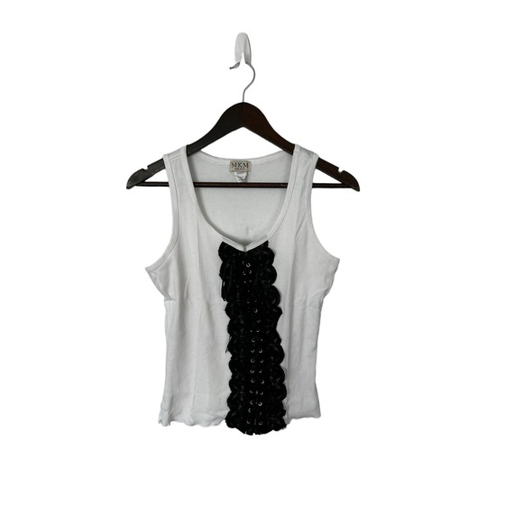 MKM Designs‎ sz 2X Y2k ribbed corset front tank top black lace juniors womens - Picture 1 of 3